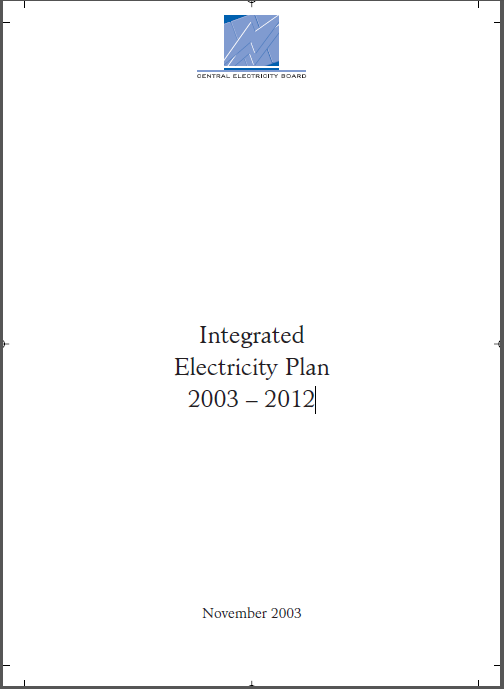 INTEGRATED ELECTRICITY PLAN 2003 – 2012